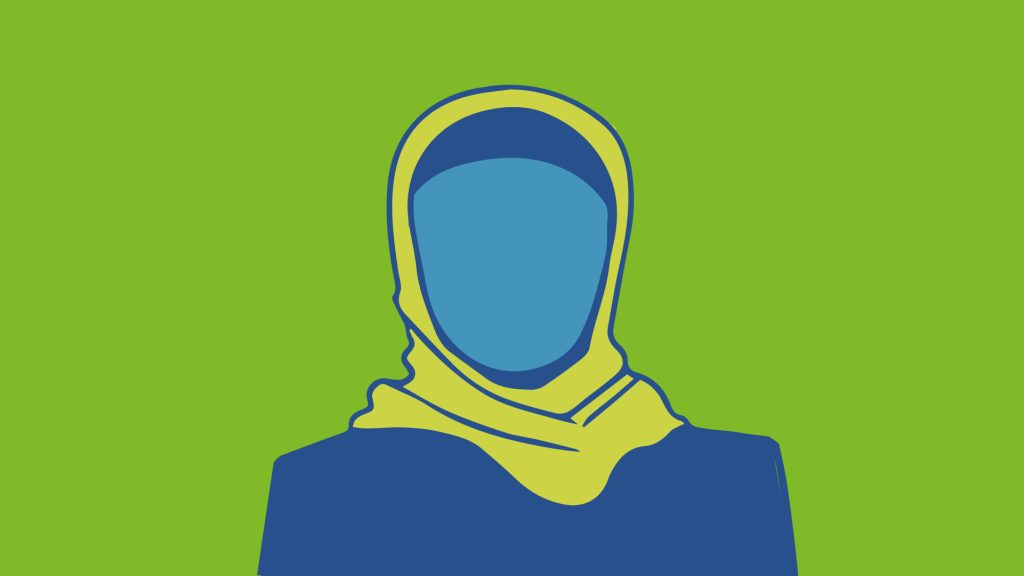 Illustration of person wearing headscarf