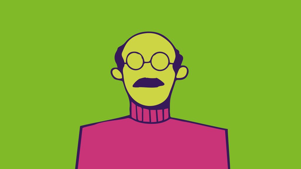 Illustration of person with glasses and moustache